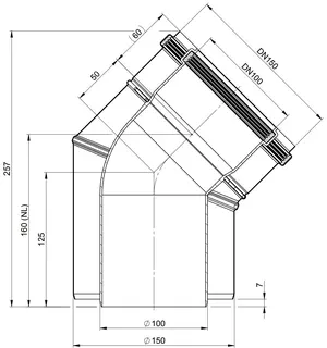 comfort (ATEC) Abgas-Bogen, konzent. 45 Grad, DN100/150 – Bild 2
