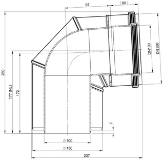 comfort (ATEC) Abgas-Bogen,konzentr. 87 Grad, DN100/150 – Bild 2