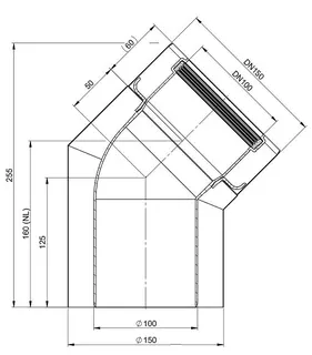 comfort(ATEC) IP Abgas-Bogen 45 Grad, DN100/150, Edelstahl blank – Bild 2