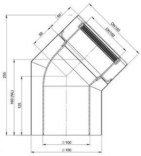 comfort(ATEC) WP Abgas-Bogen 45 Grad,DN100/150, weiß beschichtet – Bild 2