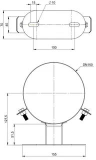 comfort(ATEC)IP Wandabstandhalter 50 mm DN100/150, Edelstahl blank – Bild 2