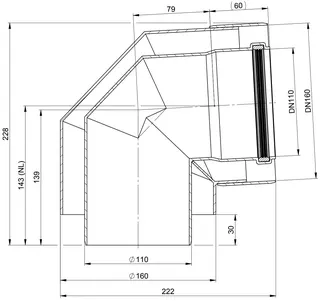 comfort (ATEC) Abgas-Bogen 87 Grad, DN 110/160 (Außenschale PP) – Bild 2
