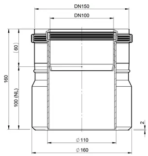 comfort(ATEC)Kesselanschluss gerade D 110/160 x DN 100/150 ohne Messöffnung – Bild 2