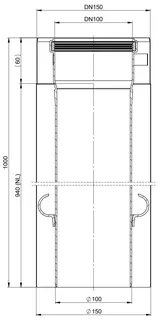 comfort(ATEC) IP Abgas-Rohr DN100/150, 940mm, Edelstahl blank – Bild 2
