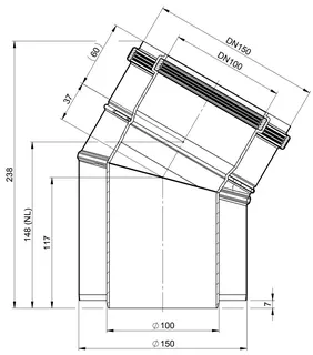 comfort (ATEC) Abgas-Bogen, Konzentrisch 30 Grad, DN100/150 – Bild 2