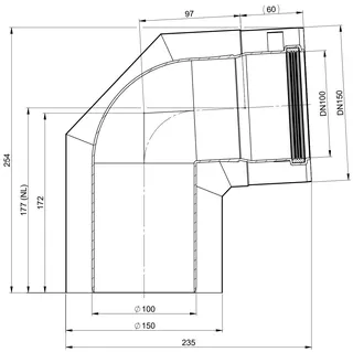 comfort(ATEC) WP Abgas-Bogen 87 Grad, DN100/150, weiß beschichet – Bild 2