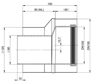 comfort(ATEC) WP Abgas-Übergang DN80/125 x DN100/150, exzentrisch – Bild 2