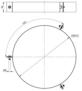 comfort(ATEC) Abspannschelle DN250/315 Edelstahl blank – Bild 2