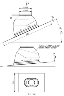 comfort(ATEC)Schrägdachpfanne 560x715mm 0-48 Grad, DN110/160 schwarz – Bild 2