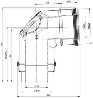 comfort(ATEC) Abgas-Kontrollbogen 87 Grad, DN80/125 mit Messöffnung – Bild 2