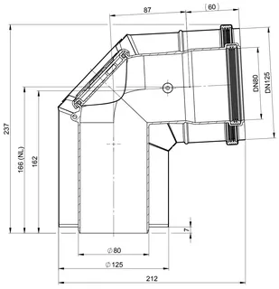 comfort (ATEC) Abgas-Kontrollbogen 87 Grad, DN80/125 mit Messöffnung – Bild 2