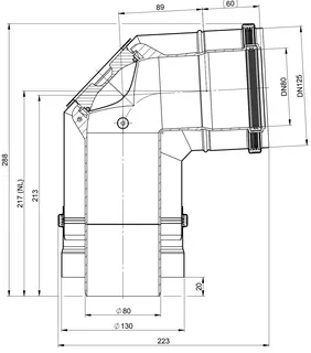 comfort(ATEC)Abgas-Kontrollbogen 87 Grad, DN80/125 mit Messöffnung – Bild 2