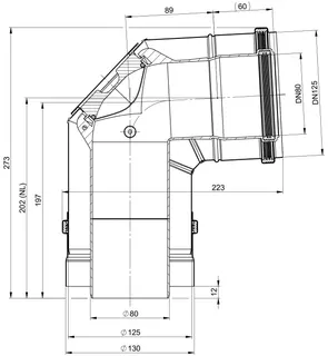 comfort(ATEC) Abgas-Kontrollbogen 87 Grad, DN80/125 mit Messöffnung – Bild 2