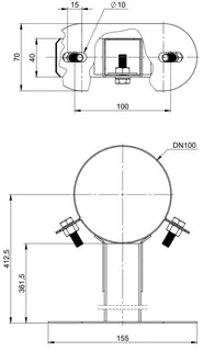 comfort(ATEC)Wandabstandhalter 50-360mm DN60/100, Edelstahl blank – Bild 2
