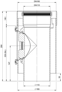 comfort(ATEC)Abgas-Kontrollrohr DN110/160, 255mm (Außenschale PP) – Bild 2