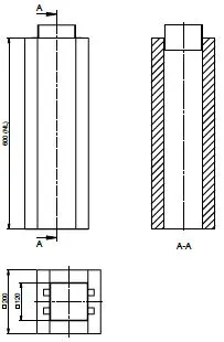 ATEC PC Schachtelement 600 mm DN80, 200 x 200 mm, L90 – Bild 2