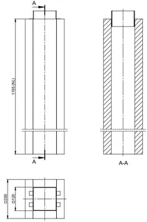 ATEC PC Schachtelement 1195 mm DN80, 200 x 200 mm, L90 – Bild 2