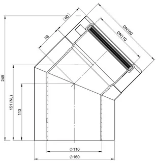 comfort-45Grad-Bogen DN110/160 Edelstahl blank Nr. 703715 – Bild 2