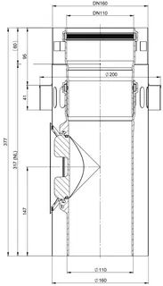 comfort-Kontroll-Rohr m. Zuluftans. DN110/160 Edelstahl weiß Nr. 713755 – Bild 2