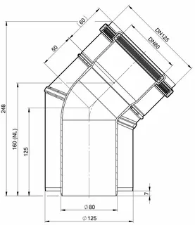 comfort (ATEC) Bogen 45 Grad konzentrisch DN 80/125 – Bild 2