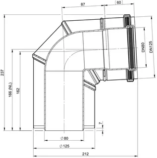 comfort (ATEC) Bogen 87 Grad Bogen konzentr.DN 80/125 – Bild 2