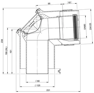 comfort(ATEC)Kontroll-Bogen 87' konzentr DN 80/125, Nr. 1501 (Außenschale PP) – Bild 2