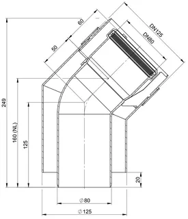 comfort(ATEC) 45' Bogen konzentrisch DN 80/125, Nr. 1515 (Außenschale PP) – Bild 2