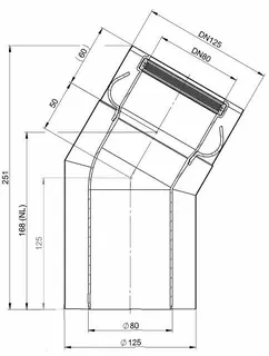 comfort(ATEC)Bogen 30 Grad DN80/125 Edelstahl blank, Nr.701714 – Bild 2