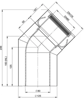 comfort(ATEC) Bogen 45Grad,DN 80/125, Edelstahl blank – Bild 2