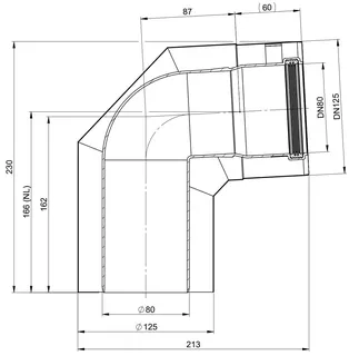 comfort(ATEC) Bogen 87 Grad DN80/125 Edelstahl blank, Nr.701716 – Bild 2