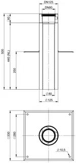 comfort(ATEC) Aufsatzplatte 330x330mm DN80/125 Edelstahl blank – Bild 2