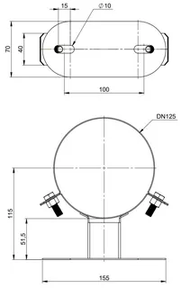comfort(ATEC) IP Wandabstandhalter 50mm DN80E/125 delstahl blank – Bild 2