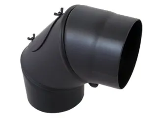 Rauchrohr Bogen 3tlg schwarz 130mm m.Tür 0-90 Grad verstellbar Steckverb.lackiert