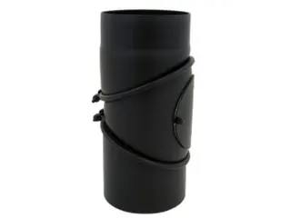 Rauchrohr Bogen 3tlg schwarz 150mm m.Tür 0-90 Grad verstellbar Steckverb.lackiert