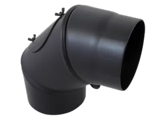 Rauchrohr Bogen 3tlg schwarz 250mm m.Tür 0-90 Grad verstellbar Steckverb.lackiert – Bild 2