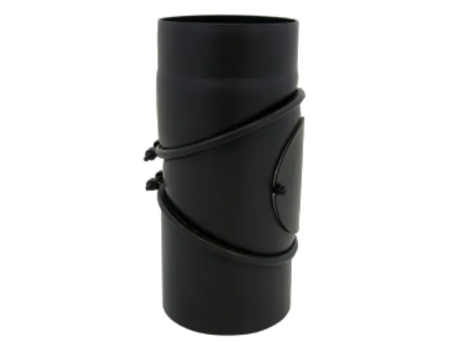 Rauchrohr Bogen 3tlg schwarz 250mm m.Tür 0-90 Grad verstellbar Steckverb.lackiert