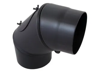 Rauchrohr Segmentbogen schwarz 3-tlg. drehbar schwarz mit RV, 150mm lackiert