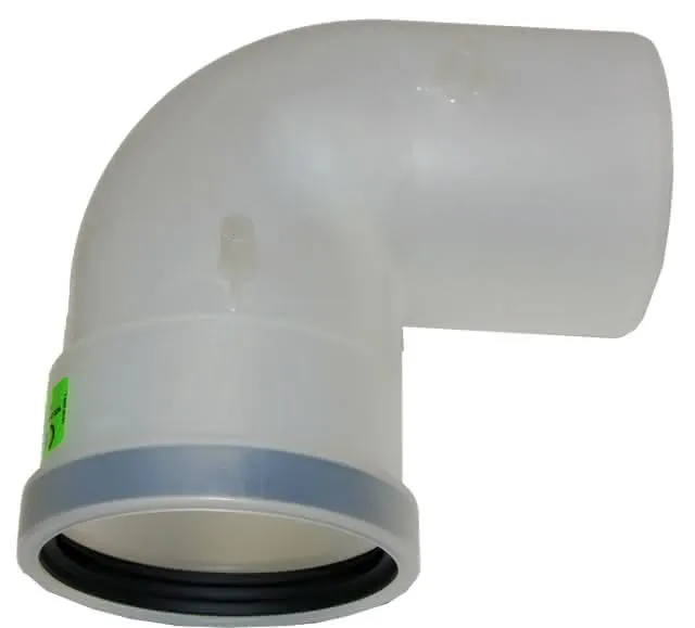 Wolf Bogen 90` für Abgasrohr DN 100 aus Polypropylen bis 120`C, Nr. 2600553