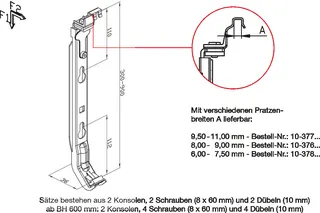 WEMEFA Wandkonsole-Satz EKV-Plus-BH 400 (Kermi-Hk), Pratzenbr. 9,5mm, 10-377400 – Bild 3