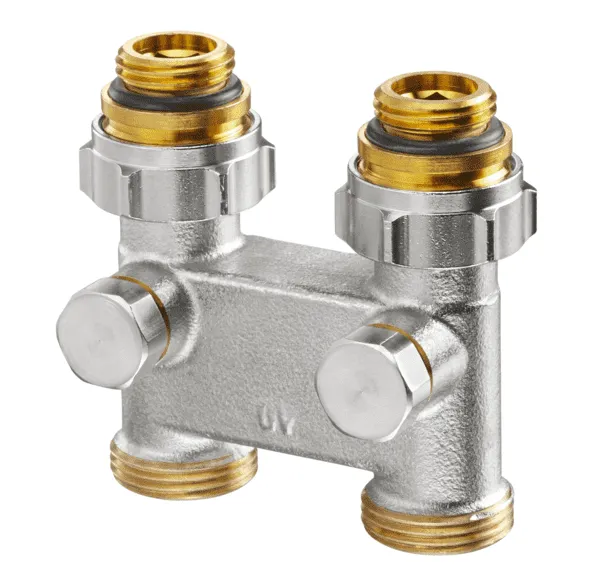 Oventrop mess-Umlenkstück 1/2"x3/4" Dg mit Absperrung 101 63 63 Nabenabst.50mm