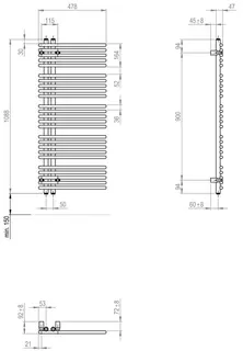 sanibel Designbadheizkörper S5 A16 BH 1088mm BL 478mm BT 47 mm Farbkat. 1 – Bild 3