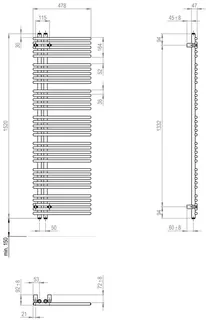 sanibel Designbadheizkörper S5 A16 BH 1520mm BL 478mm BT 47mm RAL 9016 weiß – Bild 3