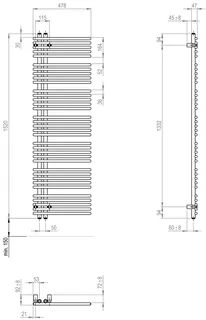 sanibel Designbadheizkörper S5 A16 BH 1520mm BL 478mm BT 47mm Farbkat. 2 – Bild 2