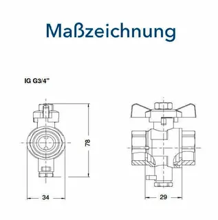 Spanner Spezial-Kugelhahn für Wärme- zähler 3/4" IG, Nr. 68505028 – Bild 3
