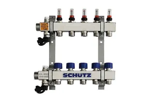 Schütz Verteiler Typ Komfort 90-3 aus Edelstahl 5 Heizkreise L=320mm, 3053413
