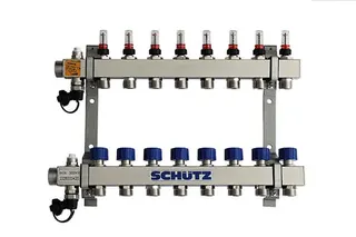 Schütz Verteiler Typ Komfort 90-3 aus Edelstahl 8 Heizkreise L=470mm, 3053416