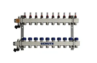Schütz Verteiler Typ Komfort 90-3 aus Edelstahl 10 Heizkreise L=570mm, 3053418