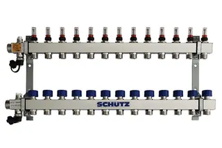 Schütz Verteiler Typ Komfort 90-3 aus Edelstahl 13 Heizkreise L=720mm, 3053421