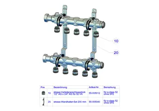 Strawa Edelstahlverteiler e-class 52 VA 12Hkr KH3/4",BL695mm,51-205212 Heizkörper-Anbind – Bild 3
