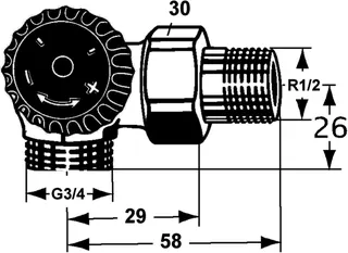 Heimeier TV-Unterteil 1/2" Winkeleckform links Schwerkraft, 3/4" AG, 2343-02.000 – Bild 5